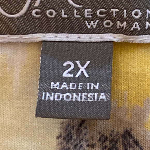 IM Collection Printed Scoop-Neck Top Yellow Solano Stripe size 2X multi color - Picture 8 of 11